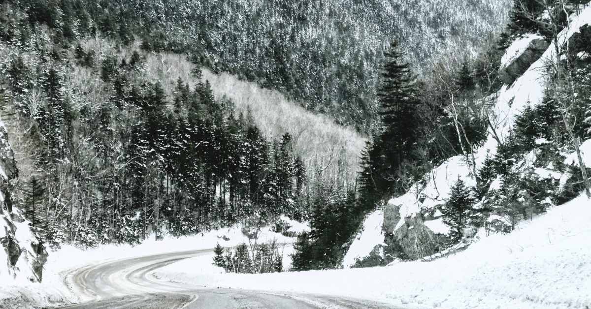 Snow in the New Hampshire mountains.